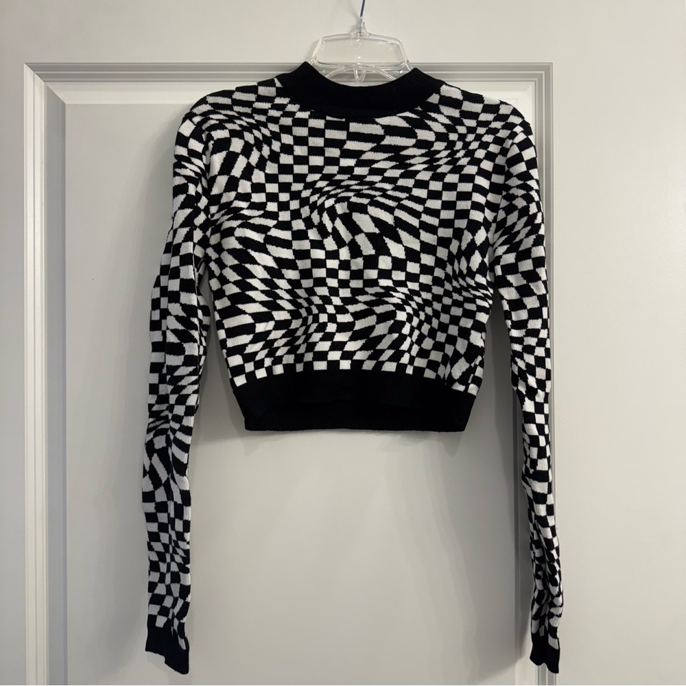 Garage Checkered Cropped Sweater